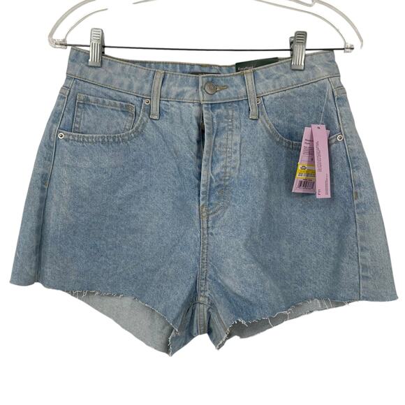 NEW WILD FABLE High Rise Button Fly Denim Jean Shorts Shimmery Blue Size 6 - Picture 1 of 5